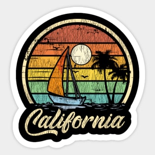 California  Vintage Distressed Sailboat Sailing Sticker